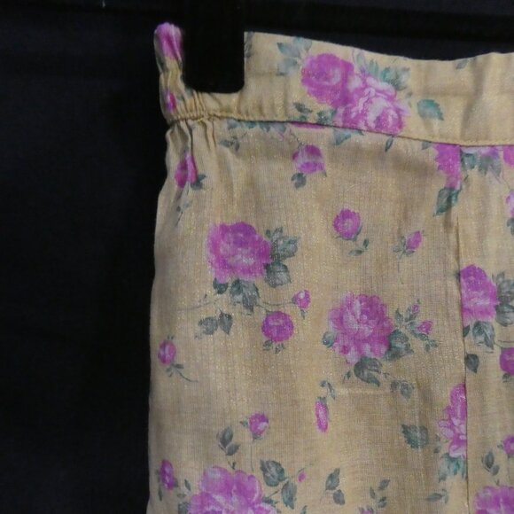 Unbranded | 10.5 inch waist measured | Floral Mustard Pants With Pink Flowers - Picture 3 of 16